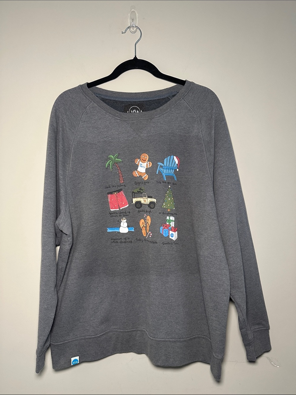 30A recycled Gray Graphic Crewneck Sweater with summer warm Holiday